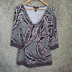 White House Black Market Top Womens Medium Purple‎ Tunic Cowl Neck Casual Ladies
